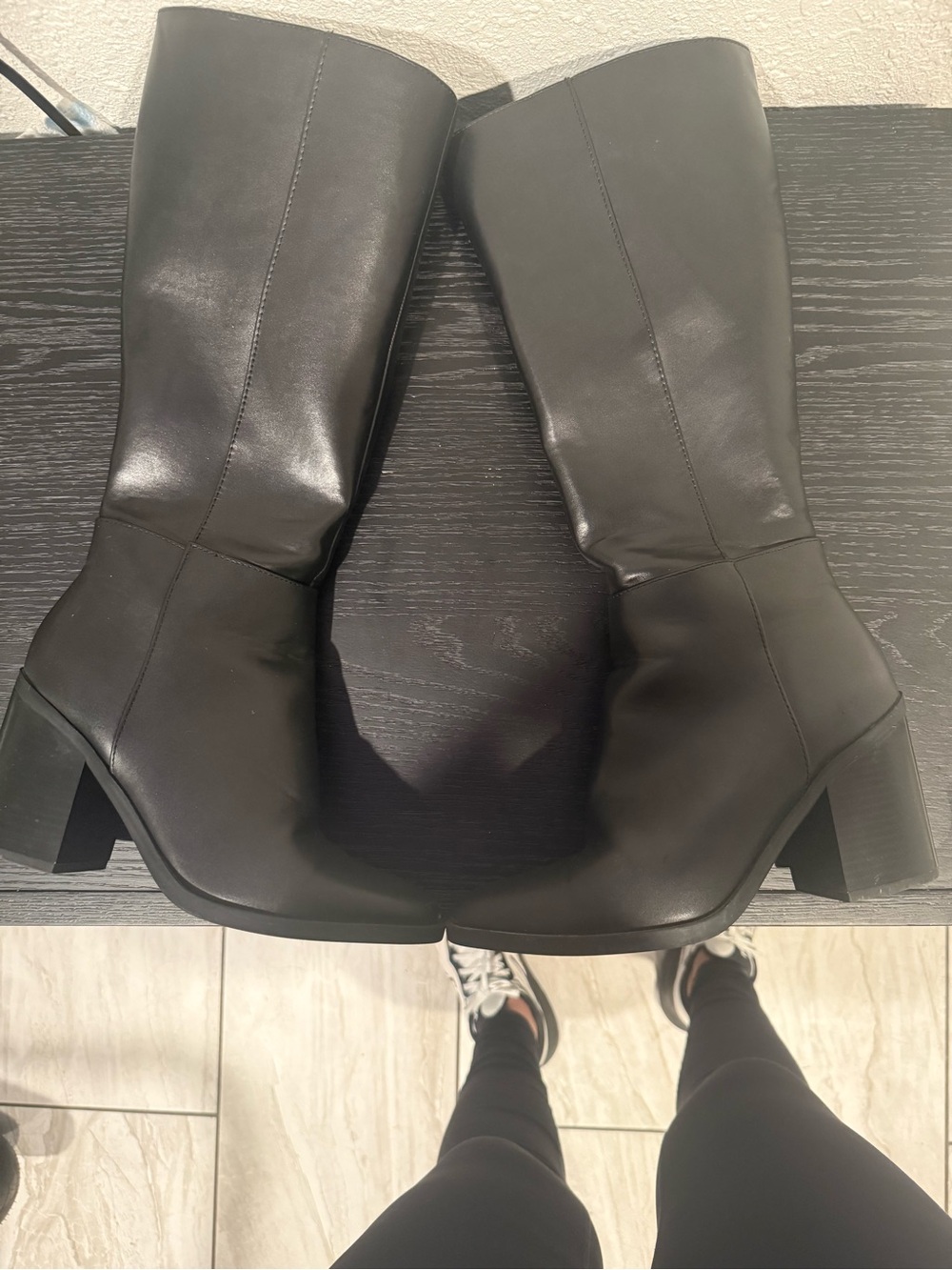 Windsor Black Knee-High Block Heel Boots